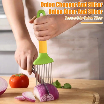 Stainless Steel Onion Holder Slicer Meat Tenderizer Tool - GetGadgets