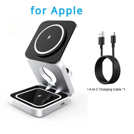 Powerful Three In One Wireless Charging Station For iPhone Apple Watch And AirPods Foldable Organizer Keeps Desk Tidy - GetGadgets