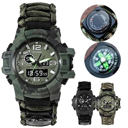 Outdoor Survival Watch Multifunctional Waterproof Military Tactical Paracord Watch Bracelet Camping Hiking Emergency Gear - GetGadgets