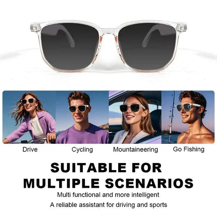 Smart Glasses Bluetooth Sunglasses Earphones UV400 Polarized Anti Blue Light Lens Driving Glasses Hands-free Call Music Camera - GetGadgets