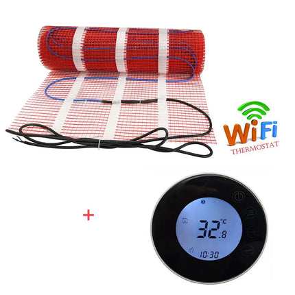 Underfloor Heating Mat With Thermostat Electric Radiant Warmmat Self-adhesive 1m2 100W/m2 For Ceramic Tile Wooden Floor Heating - GetGadgets
