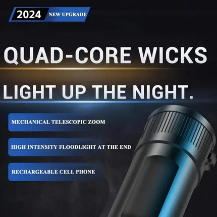 Powerful P70 Led Flashlights 5000LM Ultra Bright Tactical Light Emergency Spotlights Telescopic Zoom Light Built-in Battery - GetGadgets