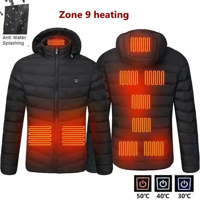 Mens Heated Winter Jacket With USB Heating Water Resistant - GetGadgets