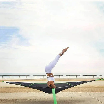 Portable Triangle Hammock Anti-Rollover Camping Hammock Multi Person Aerial Mat Convenient Hanging Sleep Bed for Hiking Travel - GetGadgets