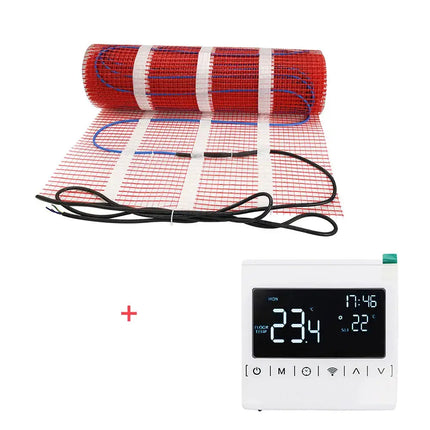 Underfloor Heating Mat With Thermostat Electric Radiant Warmmat Self-adhesive 1m2 100W/m2 For Ceramic Tile Wooden Floor Heating - GetGadgets