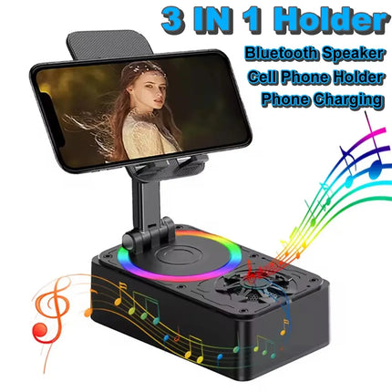 Three In One Phone Holder Stand With Bluetooth Speaker - GetGadgets