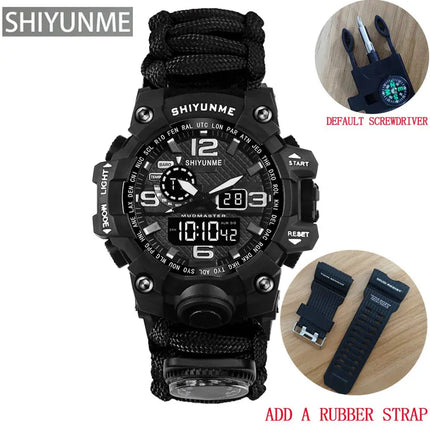 Outdoor Survival Watch Multifunctional Waterproof Military Tactical Paracord Watch Bracelet Camping Hiking Emergency Gear - GetGadgets