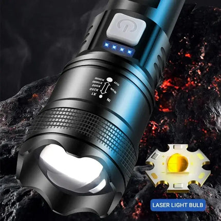 Powerful P70 Led Flashlights 5000LM Ultra Bright Tactical Light Emergency Spotlights Telescopic Zoom Light Built-in Battery - GetGadgets