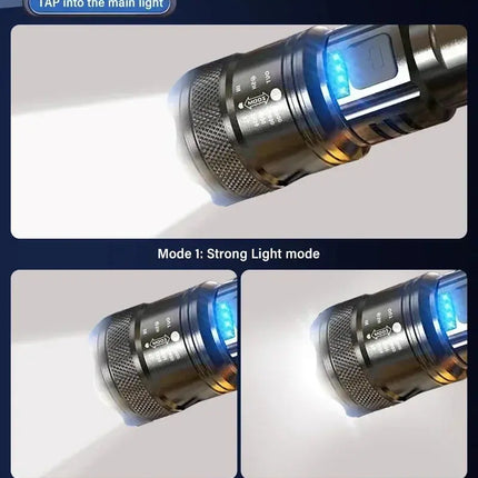 Powerful P70 Led Flashlights 5000LM Ultra Bright Tactical Light Emergency Spotlights Telescopic Zoom Light Built-in Battery - GetGadgets