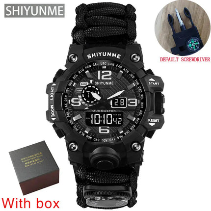 Outdoor Survival Watch Multifunctional Waterproof Military Tactical Paracord Watch Bracelet Camping Hiking Emergency Gear - GetGadgets