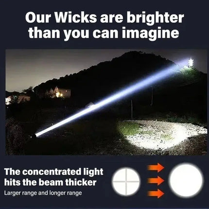 Powerful P70 Led Flashlights 5000LM Ultra Bright Tactical Light Emergency Spotlights Telescopic Zoom Light Built-in Battery - GetGadgets