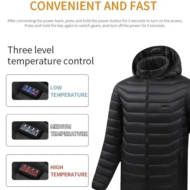 Premium Self Heating USB Jacket For Outdoors 23 Zones - GetGadgets