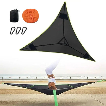 Portable Triangle Hammock Anti-Rollover Camping Hammock Multi Person Aerial Mat Convenient Hanging Sleep Bed for Hiking Travel - GetGadgets