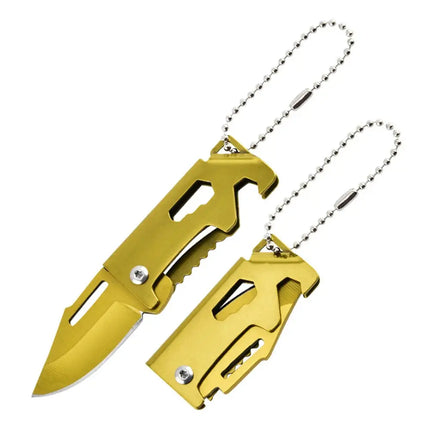 Portable Folding Knife Keychain Stainless Steel Outdoor Camping Survival Pocket Self-defense Sharp Knife Key Ring Bag Pendant - GetGadgets