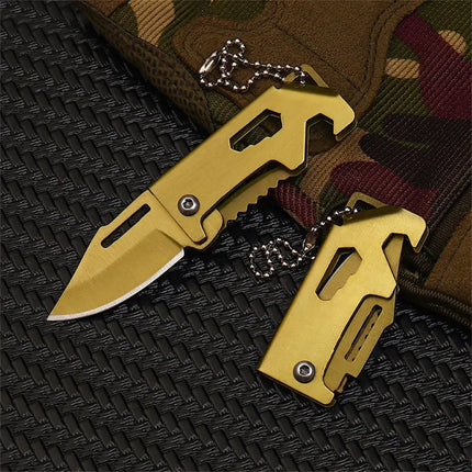 Portable Folding Knife Keychain Stainless Steel Outdoor Camping Survival Pocket Self-defense Sharp Knife Key Ring Bag Pendant - GetGadgets