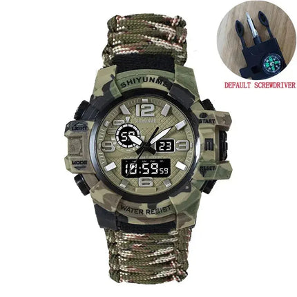 Outdoor Survival Watch Multifunctional Waterproof Military Tactical Paracord Watch Bracelet Camping Hiking Emergency Gear - GetGadgets