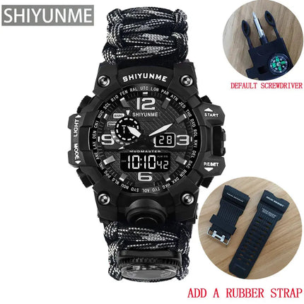 Outdoor Survival Watch Multifunctional Waterproof Military Tactical Paracord Watch Bracelet Camping Hiking Emergency Gear - GetGadgets