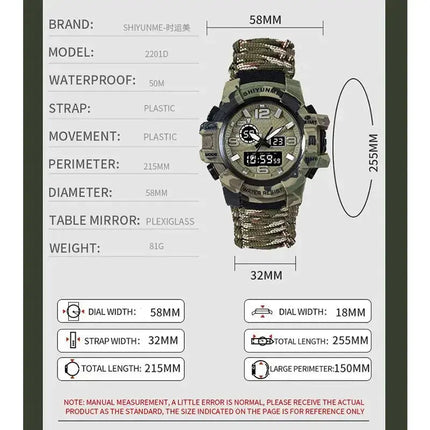 Outdoor Survival Watch Multifunctional Waterproof Military Tactical Paracord Watch Bracelet Camping Hiking Emergency Gear - GetGadgets