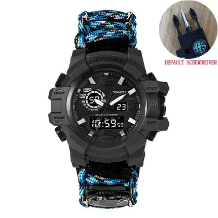 Outdoor Survival Watch Multifunctional Waterproof Military Tactical Paracord Watch Bracelet Camping Hiking Emergency Gear - GetGadgets