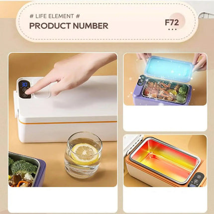 Wireless Self Heating Lunch Box 304 Stainless Steel 40W - GetGadgets