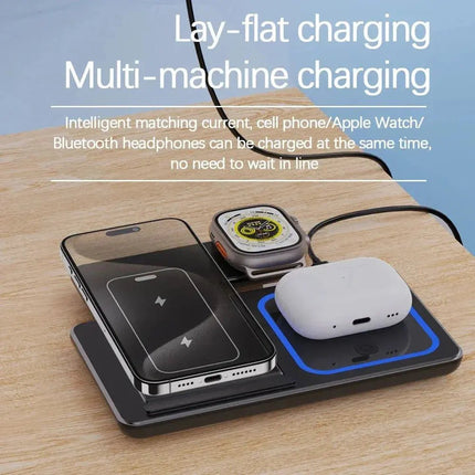 Powerful 30W 3-In-1 Wireless Charger With Foldable Dual-Coil Design For Fast Triple-Device Charging - GetGadgets