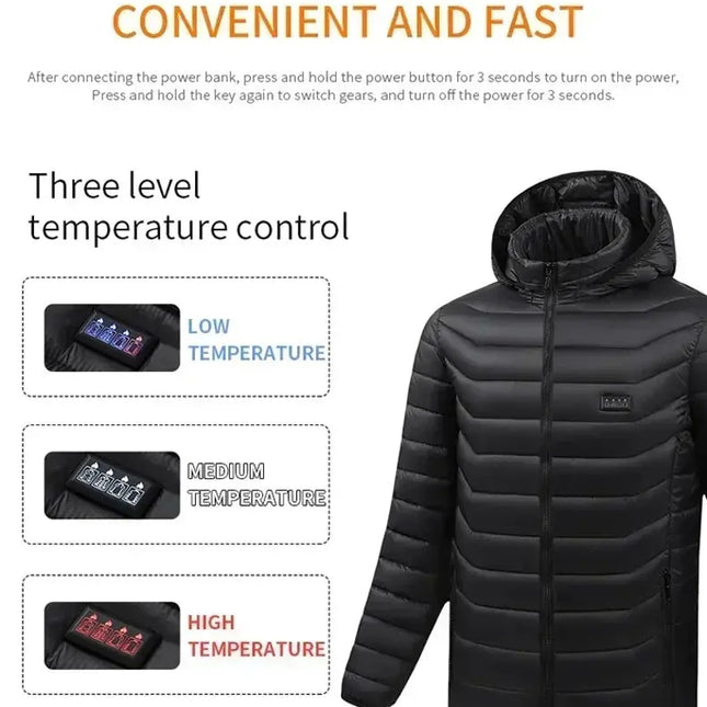 24 Seven Unisex Premium Heated Winter Jacket 21 Zones - GetGadgets