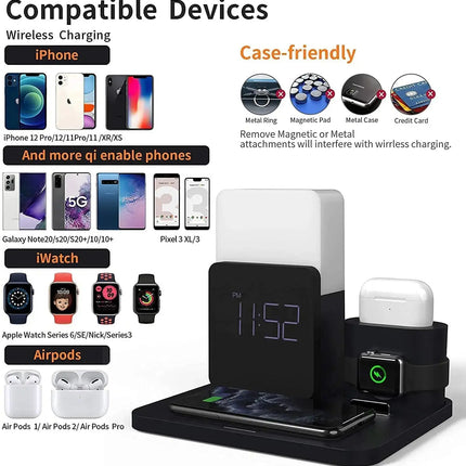 Epic 3in1 Wireless Charger With Clock Nightlight Tidy Desk - GetGadgets