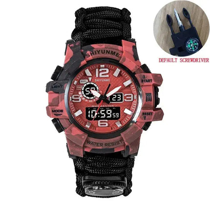 Outdoor Survival Watch Multifunctional Waterproof Military Tactical Paracord Watch Bracelet Camping Hiking Emergency Gear - GetGadgets