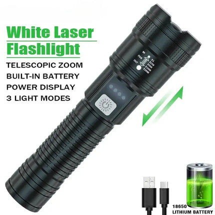 Powerful P70 Led Flashlights 5000LM Ultra Bright Tactical Light Emergency Spotlights Telescopic Zoom Light Built-in Battery - GetGadgets