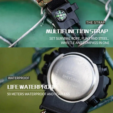 Outdoor Survival Watch Multifunctional Waterproof Military Tactical Paracord Watch Bracelet Camping Hiking Emergency Gear - GetGadgets