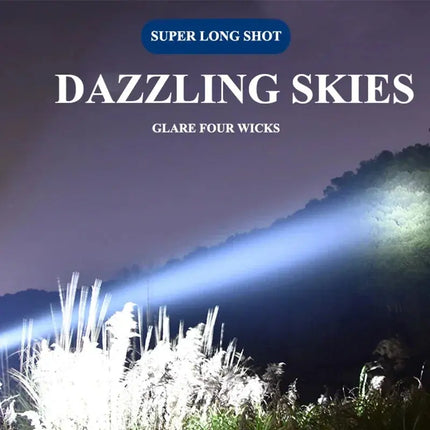 Powerful P70 Led Flashlights 5000LM Ultra Bright Tactical Light Emergency Spotlights Telescopic Zoom Light Built-in Battery - GetGadgets