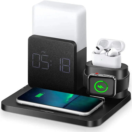 Epic 3in1 Wireless Charger With Clock Nightlight Tidy Desk - GetGadgets