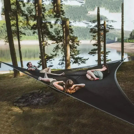 Portable Triangle Hammock Anti-Rollover Camping Hammock Multi Person Aerial Mat Convenient Hanging Sleep Bed for Hiking Travel - GetGadgets