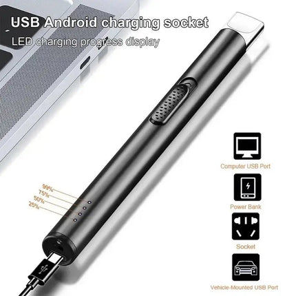 USB Electric Rechargeable Kitchen Lighter Electric Arc BBQ Lighter Windproof Flameless Plasma Ignition Long Gas Lighter - GetGadgets