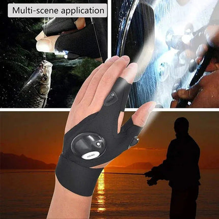 Ultimate Fingerless LED Gloves With Built In Waterproof Flashlight for Hands Free Outdoor Lighting - GetGadgets