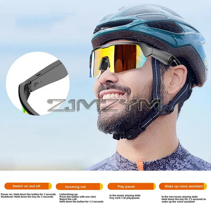 Smart Glasses Cycling Bluetooth Technology Audio Call Remote Headset Sunglasses Sports Music Earbuds Headphones - GetGadgets