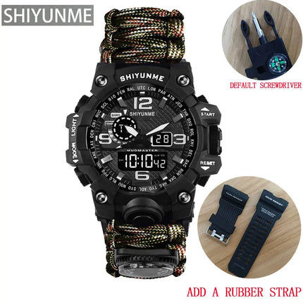 Outdoor Survival Watch Multifunctional Waterproof Military Tactical Paracord Watch Bracelet Camping Hiking Emergency Gear - GetGadgets
