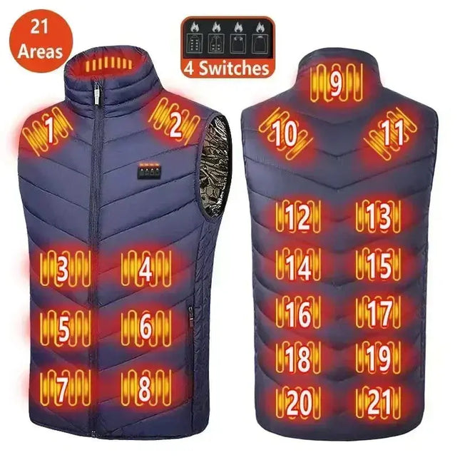 Unisex Heated Vest Jacket USB 27 Zone Self Heating Coat - GetGadgets