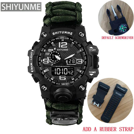 Outdoor Survival Watch Multifunctional Waterproof Military Tactical Paracord Watch Bracelet Camping Hiking Emergency Gear - GetGadgets