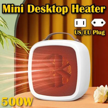 Portable Mini Heaters Household Desktop Mutes Fast Heating Warmer Fan 500W PTC-Ceramic Warm Air Heaters for Indoor Office Winter - GetGadgets