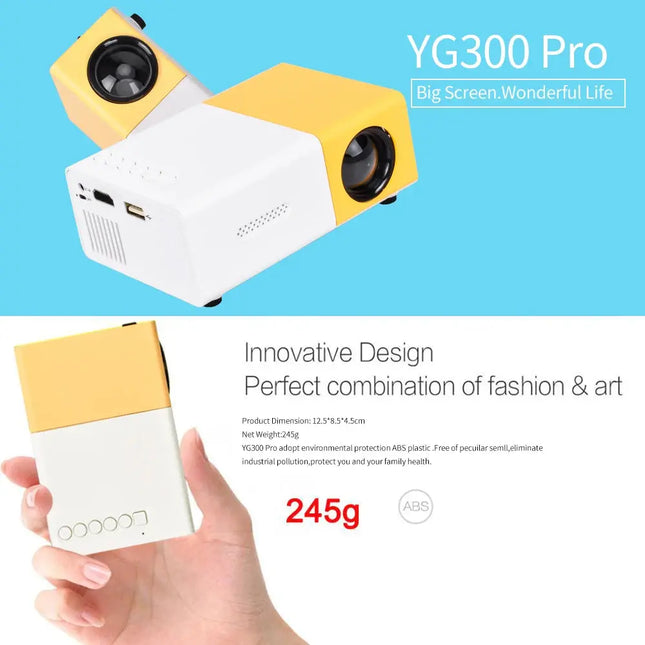 Salange YG300 Mini Projector LED Portable Beamer Compatible with HDMI USB Support 1080P Video Projetor Kids Gift - GetGadgets