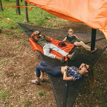 Portable Triangle Hammock Anti-Rollover Camping Hammock Multi Person Aerial Mat Convenient Hanging Sleep Bed for Hiking Travel - GetGadgets