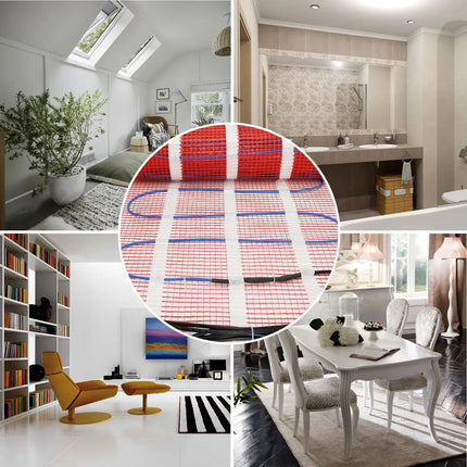 Underfloor Heating Mat With Thermostat Electric Radiant Warmmat Self-adhesive 1m2 100W/m2 For Ceramic Tile Wooden Floor Heating - GetGadgets