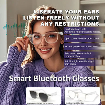 Smart Glasses Bluetooth Sunglasses Earphones UV400 Polarized Anti Blue Light Lens Driving Glasses Hands-free Call Music Camera - GetGadgets