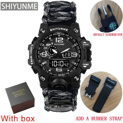 Outdoor Survival Watch Multifunctional Waterproof Military Tactical Paracord Watch Bracelet Camping Hiking Emergency Gear - GetGadgets