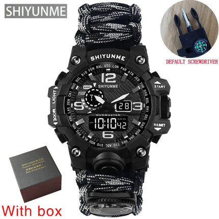 Outdoor Survival Watch Multifunctional Waterproof Military Tactical Paracord Watch Bracelet Camping Hiking Emergency Gear - GetGadgets