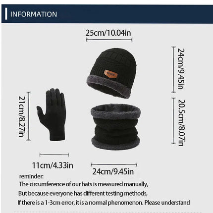 Men's Windproof Knit Hat Scarf Gloves Set For Winter - GetGadgets