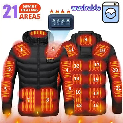 24 Seven Unisex Premium Heated Winter Jacket 21 Zones - GetGadgets