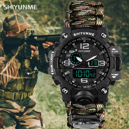 Outdoor Survival Watch Multifunctional Waterproof Military Tactical Paracord Watch Bracelet Camping Hiking Emergency Gear - GetGadgets