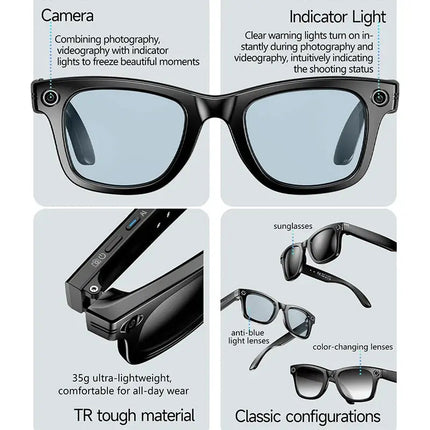 AI Camera Glasses 8MP Bluetooth Sunglasses for Creators - GetGadgets